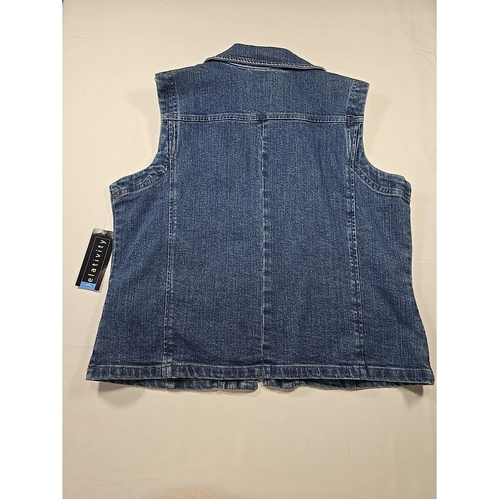 Relativity Denim Vest NWT‎ Stretch Western Y2K Women's Large